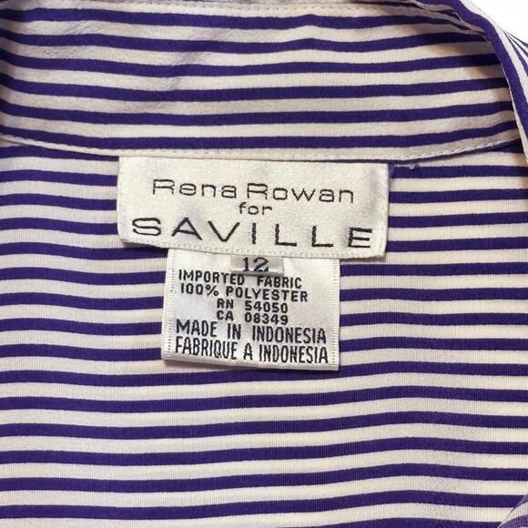 Vintage Rena Rowan Striped Button Up Shirt Size 12 Retro Pockets Vikings Purple - Picture 3 of 7